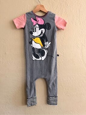 Limited Edition Gray and Pink Minnie Mouse Short-Sleeve Romper for Kids